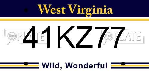 41KZ77 West Virginia License Plate