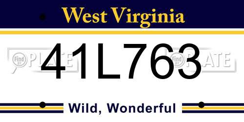 41L763 West Virginia License Plate