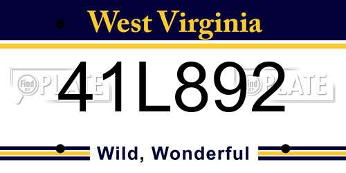 41L892 West Virginia License Plate