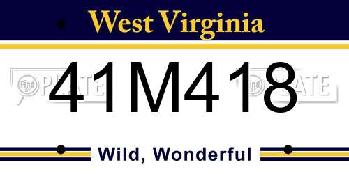 41M418 West Virginia License Plate