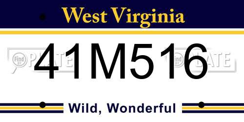 41M516 West Virginia License Plate