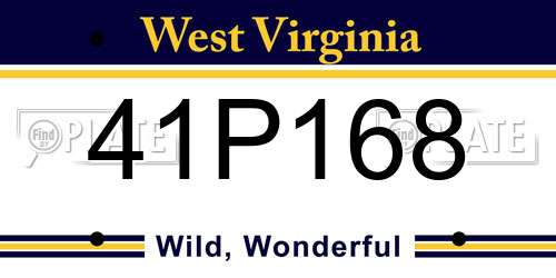 41P168 West Virginia License Plate