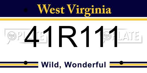 41R111 West Virginia License Plate