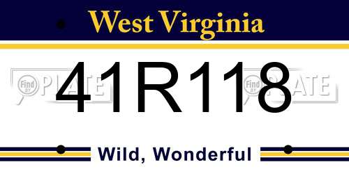 41R118 West Virginia License Plate