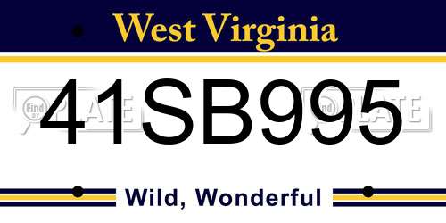 41SB995 West Virginia License Plate
