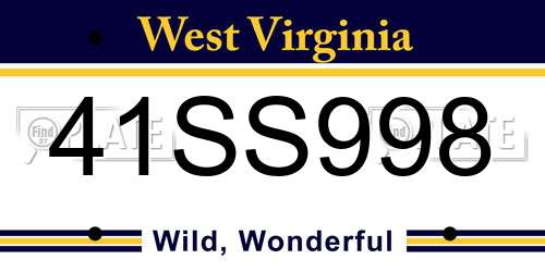 41SS998 West Virginia License Plate