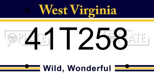 41T258 West Virginia License Plate