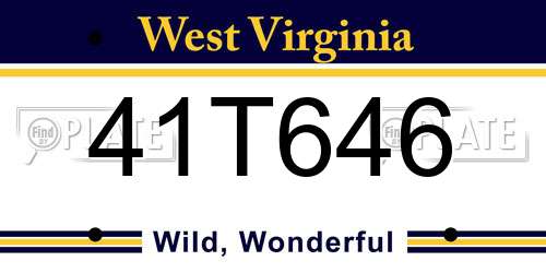 41T646 West Virginia License Plate