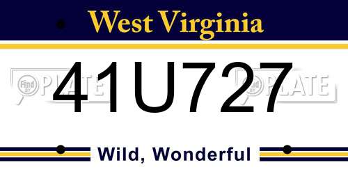 41U727 West Virginia License Plate