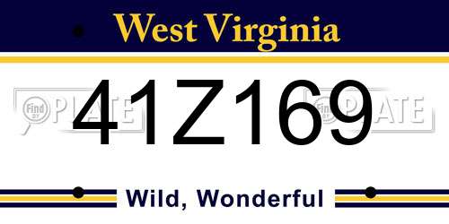 41Z169 West Virginia License Plate