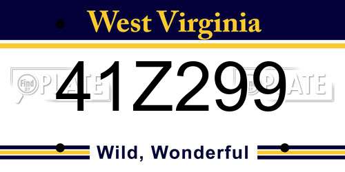 41Z299 West Virginia License Plate