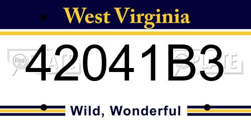 42041B3 West Virginia License Plate