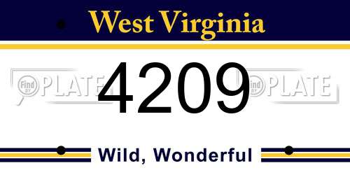 4209 West Virginia License Plate