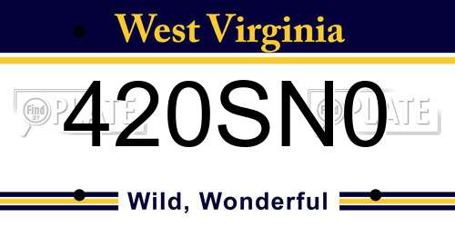 420SN0 West Virginia License Plate