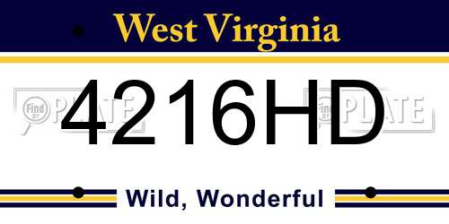 4216HD West Virginia License Plate