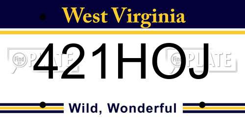 421HOJ West Virginia License Plate