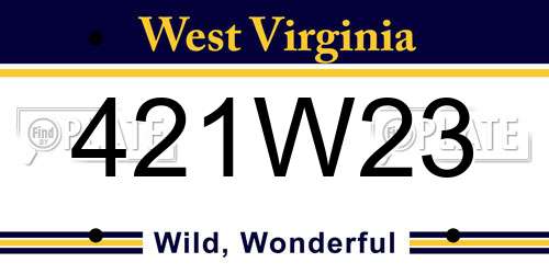 421W23 West Virginia License Plate