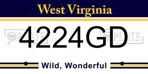 4224GD West Virginia License Plate