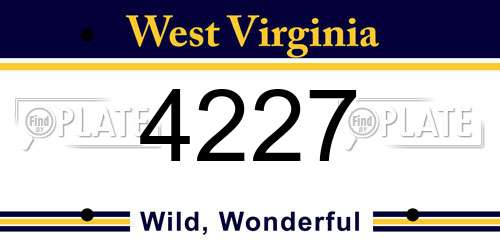4227 West Virginia License Plate