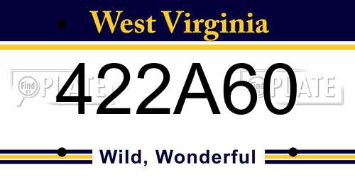 422A60 West Virginia License Plate