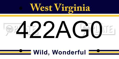 422AG0 West Virginia License Plate