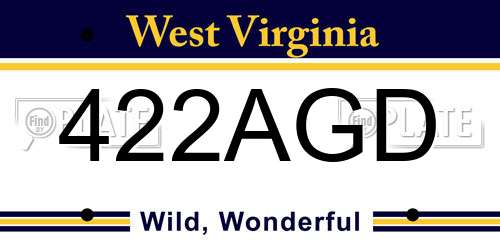 422AGD West Virginia License Plate