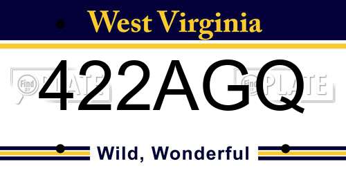 422AGQ West Virginia License Plate