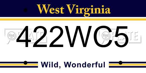 422WC5 West Virginia License Plate
