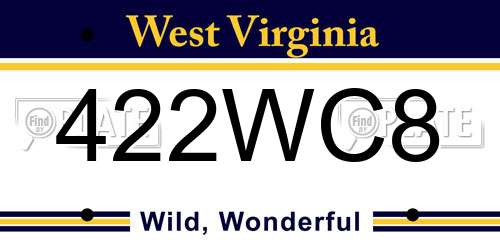 422WC8 West Virginia License Plate