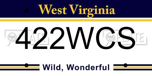 422WCS West Virginia License Plate