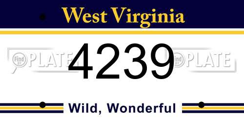 4239 West Virginia License Plate