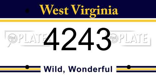 4243 West Virginia License Plate