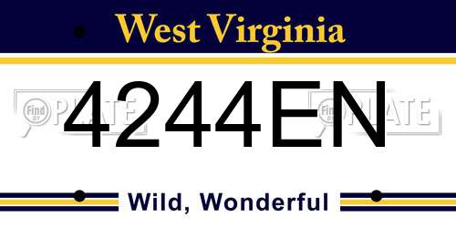 4244EN West Virginia License Plate