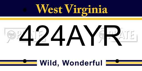 424AYR West Virginia License Plate