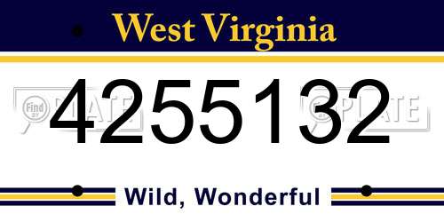 4255132 West Virginia License Plate