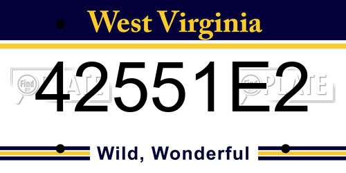 42551E2 West Virginia License Plate