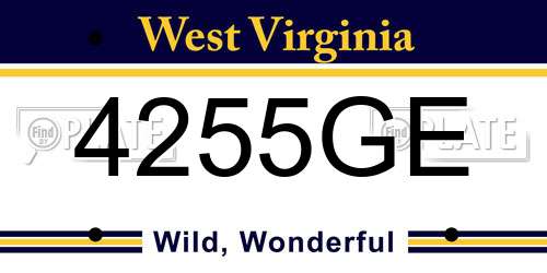 4255GE West Virginia License Plate