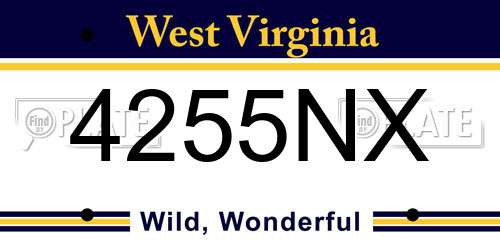 4255NX West Virginia License Plate