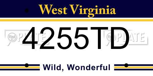 4255TD West Virginia License Plate