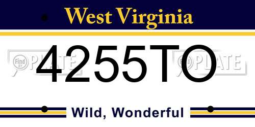 4255TO West Virginia License Plate