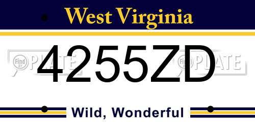 4255ZD West Virginia License Plate