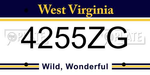 4255ZG West Virginia License Plate