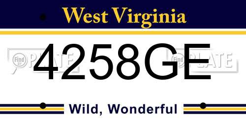 4258GE West Virginia License Plate