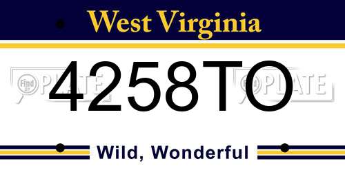 4258TO West Virginia License Plate