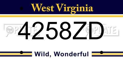 4258ZD West Virginia License Plate