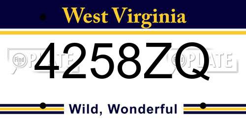 4258ZQ West Virginia License Plate