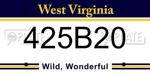 425B20 West Virginia License Plate
