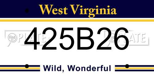 425B26 West Virginia License Plate