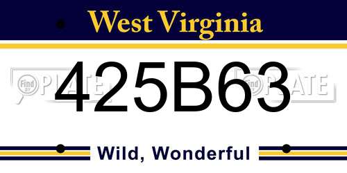 425B63 West Virginia License Plate