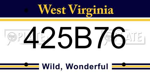 425B76 West Virginia License Plate